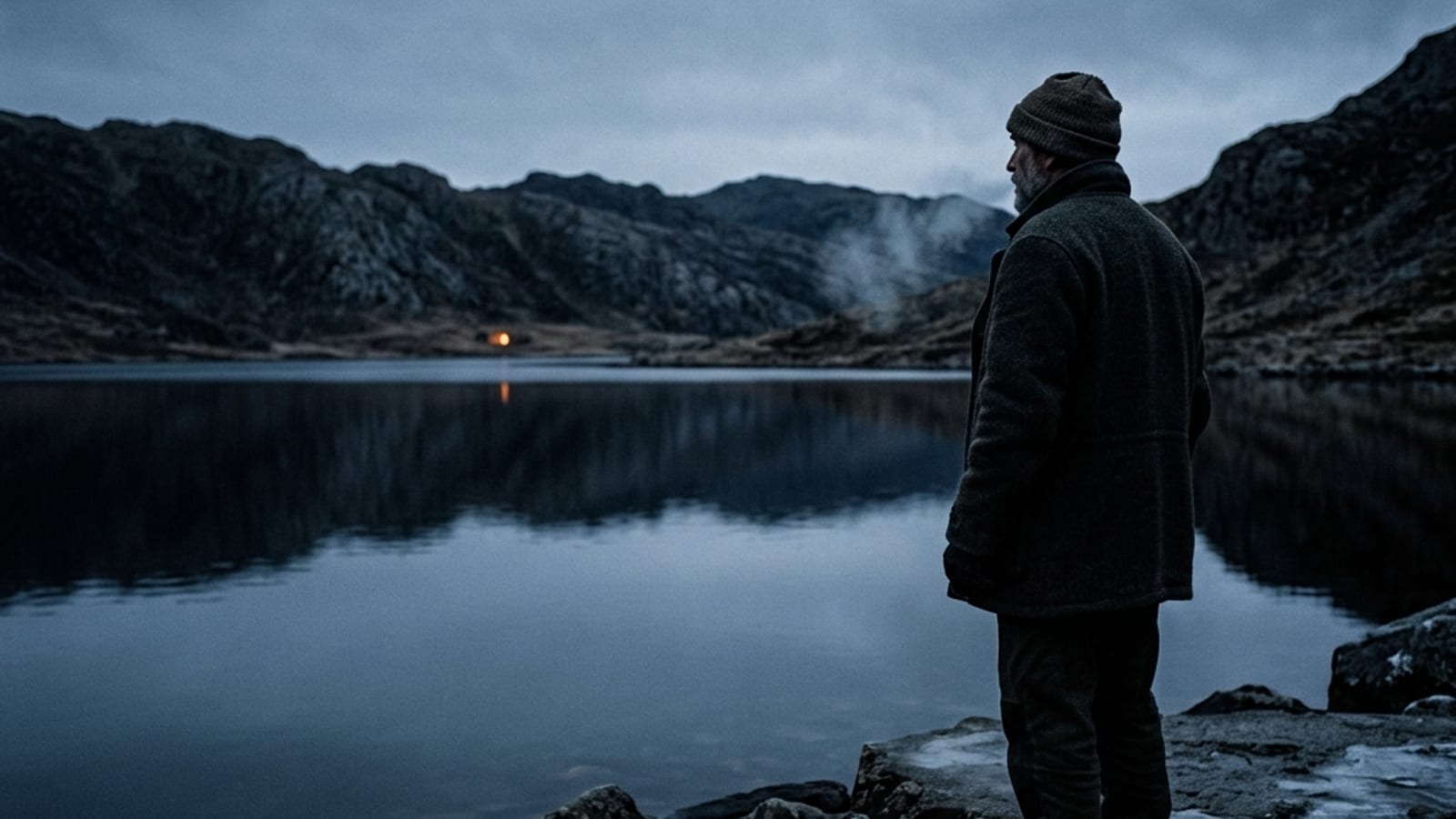 A lone figure breathing deliberately before stepping into cold water, the Wim Hof Method's core practice